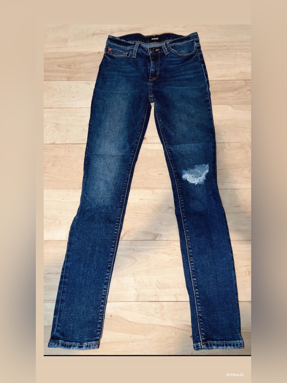 Hudson Jeans Dark Blue Skinny with Distressed Knee
